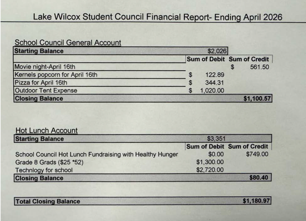School Council Financials